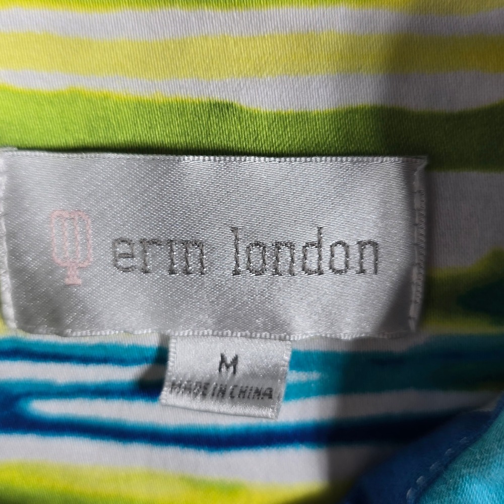 Erin London Jacket Womens Medium Abstract Watercolor Teal Purple Multi Button Up - Picture 3 of 10
